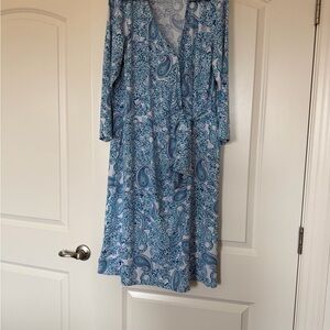 Talbots Light Blue Paisley V-neck Dress